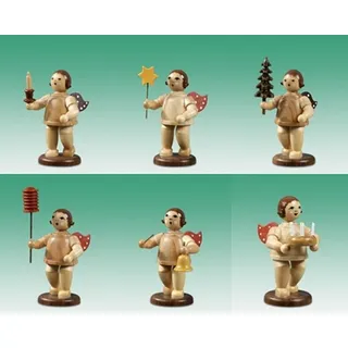 Weihnachtsengel Geschenkeengel 6-teilig mit Krone / natur Höhe ca 6,5 cm NEU