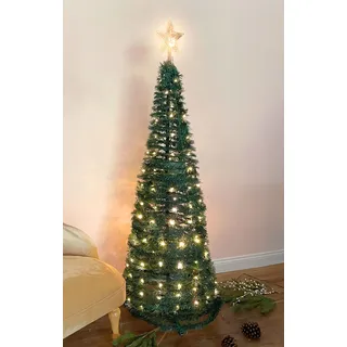 Pop Up Tannenbaum mit LED Beleuchtung - grün / 150 cm - mit integrierter 120 LED Lichterkette - Grün