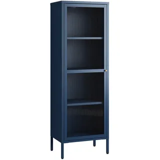 [en.casa] Vitrinenschrank Säkylä 150 x 50 x 35 cm NAVYBLAU
