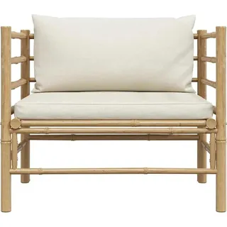 vidaXL Gartensofa mit Kissen Cremeweiß Bambus weiß/beige