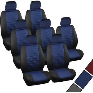 WOLTU Sitzbezüge Auto Einzelsitzbezug universal Größe, 7er Set, schwarz/blau - Blau