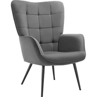 tectake Sessel Hygge, 72 x 76 x 100,5 cm, Feincord anthrazit/schwarz , Anthrazit, Schwarz , Kunststoff , 72x100.5x76 cm , Wohnzimmer, Sessel, Polstersessel