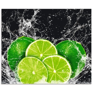 ARTland Küchenrückwand »Limone mit Spritzwasser«, (1 tlg.), Alu Spritzschutz mit Klebeband, einfache Montage grün