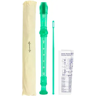 World Rhythm WR-802 Schulblockflöte, 3-teilige Sopranblockflöte, inklusive Reinigungsstab, Grifftabelle und Tragetasche, grün