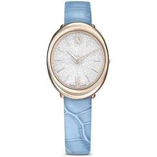 Swarovski Imber Oval Lederarmband, PVD Champagner Gold, Hellblau