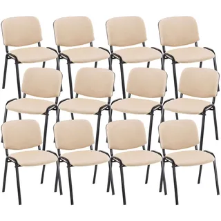 CLP Besucherstuhl 12er Set Stoff creme , Creme , Textil , 53x83x53 cm , Büromöbel, Bürostühle, Besucherstühle