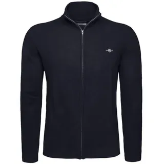 GANT Strickjacke, Extrafine Lambswool Zip Cardigan mit Logostickerei blau XXXL (62)
