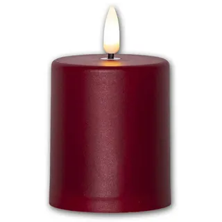 Star Trading 060-21 LED-Kerze "Paula" mit Licht-Sensor, flackernd, rot, ca. 6,1x10 cm, ww LED, Batterie, Timer, outdoor, Vierfarb-Karton