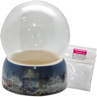 Schneekugel Bastelset mit 1 x Schnee | 150mm-Do-it-Yourself Schneekugel mit Glaskugel und Porzellansockel Winterlandschaft | für Spieluhr | DIY Schneekugel | B: 150mm H: 180mm | 70019
