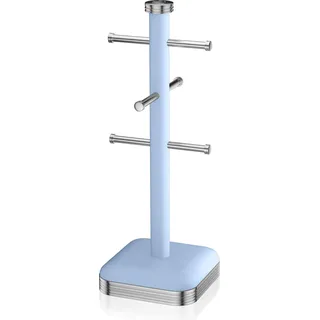 SWAN SWKA1030BLN Retro Tassenhalter für 6 Kaffeetassen, Hochwertiger Stahl, Stabil, Vintage Blau - Blau