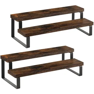 YINMIT Ständer aus Holz, abgestufter Parfüm- und Köln-Organizer, 2-stöckiges Gewürzregal, rustikales Regal für Kerzen (2 Etagen, 2 Stück)