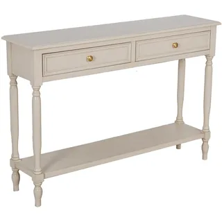 DRW Konsolentisch für den Eingangsbereich mit 2 Schubladen aus Holz in Beige, 110 x 28 x 75 cm, Medidas: 110x28x75cm