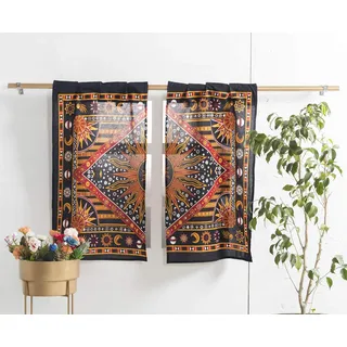Popular Handicrafts Indische brennende Sonne, Hippie-Mandala, Küche, Fenstervorhänge, Bohemian-Stil, Sonne, Mond, schöne Vorhänge, Schlafzimmer, Wohnzimmer, Balkon, Volant, Paneele,