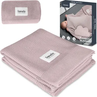 lionelo Bamboo Blanket, Babydecke Newborn, Kuscheldecke Baby, leichte Bambusdecke, Wickelauflage, 100% Baumwolle, natürlich weich, antibakteriell, hypoallergisch, vom 1. Lebenstag an, 100x75cm (Rosa)