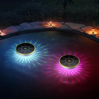 SoulBay Solar Poolbeleuchtung Unterwasser, 2 Stück RGB Bunt Schwimmende Solarleuchten Solar LED Pool Beleuchtung Licht Teichbeleuchtung IP68 Wasserdichte für Pool Teich Garten Brunnen Wasserparks Deko
