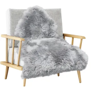 MH MYLUNE HOME Lammfell Teppich Schaffell Echt Groß 85cm x 50cm Schafsfelle Weiche Flauschige Decke Sitzfell Bett Vorleger oder Matte für Wohnzimmer Stuhl Sofa
