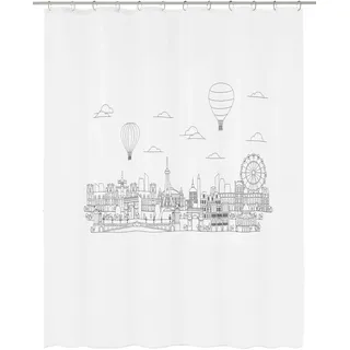 KLEINE WOLKE Duschvorhang Wonderland 180 x 200 cm schwarz weiss