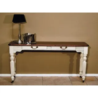 Casa Padrino Shabby Chic Konsolentisch in Weiss und Holzfarben - Massivholz Pinie - 150 x 35 x H. 78 cm - Weiß, Braun