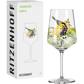 RITZENHOFF 2931015 Hugo-Glas 500 ml - Aperitif-Glas - Serie Sommertau - Motiv 15 mit Vogel bunt - Made in Germany