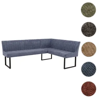 Eckbank HWC-O82, Esszimmerbank Bank, Öko-Tex (310g/m2) Chenille Stoff/Textil Metall 210x159cm ~ blau