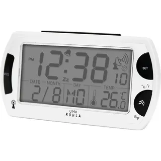 UMR UMR Funkwecker mit großen LC-Display, Kalender, Temperatur- und Funksignalanzeige, weiß - Weiß