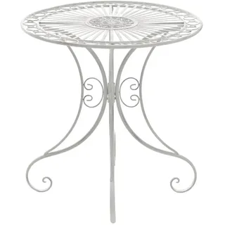 CLP Gartentisch rund Ø70 cm Metall antik weiß , Weiß, Weiß , Rund , 70x73x70 cm , Gartenmöbel, Gartentische, Gartentische