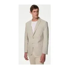 Mens M&S Collection Blazer aus reiner Baumwolle - Stone, Stone, 38-LNG