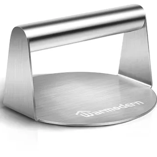 Warmodern Burgerpresse, 5,5 Zoll Round Edelstahl Smash Burger Press, Professionelles Edelstahl Burgerpresse Grillzubehör für Flat Top Grill, Hamburgerpresse und Squeeze Grease, Leicht zu Reinigen