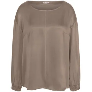 Shirtbluse ALBA MODA "Bluse Bluse", Damen, Gr. 44, beige (taupe), Obermaterial: 53% Cupro CUP. 47% Viskose CV., Modern, figurumspielend, Blusen Shirtbluse