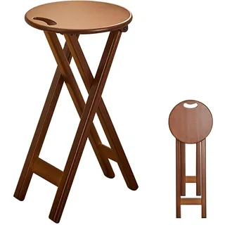 Klapphocker Holz Barhocker Klappbar 43cm 60cm Hoch Bambus Küchenhocker Klappbar Rund Thekenhocker Holz Mit Fußstütze Gartenhocker Klappbar Mit Eingebautem Griff Klappstuhl Sparen Sie Platz(Seat height