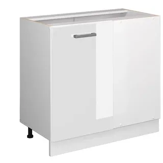 Vicco Eckunterschrank R-Line 86 x 46 x 81,6 cm Weiß Hochglanz