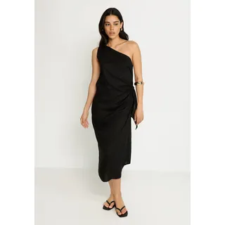 LSCN by LASCANA One-Shoulder-Kleid mit goldfarbenen Zieraccessoire am Träger, Strandkleid, schwarz