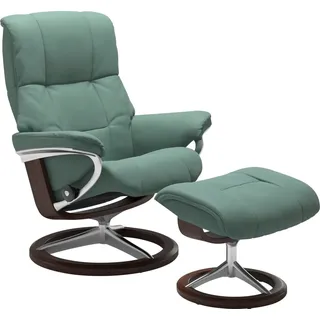 Stressless® Relaxsessel »Mayfair« Set, Relaxsessel mit Hocker, mit Hocker, mit Signature Base, Größe S, M & L, Gestell Braun, grün