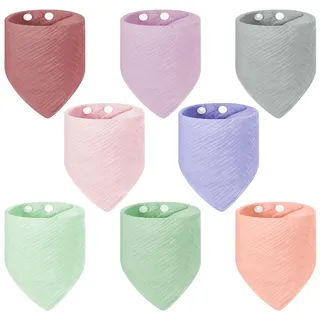 Vicloon Muslin Baby Lätzchen, 8 Stück Super Saugfähige Bio-Baumwoll Halstuch Babys, 100% Baumwolle Musselin Halstuch, Sabberlätzchen Baby, Sabberlätzchen für Säugling Kleinkinder Jungen Mädchen