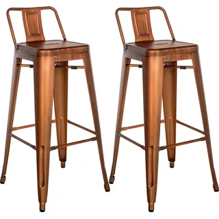 CLP Barhocker 2er Set mit Lehne im Industrial-Look Mason, mit Rückenlehne, kupfer - Kupfer