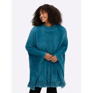 Poncho SHEEGO, Damen, Gr. 1, topas, 100% Polyamid, unifarben, Jacken Poncho