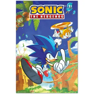 Grupo Erik Poster Sonic the Hedgehog Sonic & Tales Kunstdruck - Deko Wohnzimmer oder Deko Schlafzimmer - Deko Zimmer - Größe 61 x 91 - Offizielle Lizenz