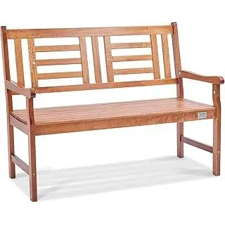 VEVOR Gartenbank Terrassenbank aus Holz, 122 cm Parkbank Ruhebank 318 kg Tragkraft, 3 Personen Garten- und Parkbank mit Rückenlehne & Armlehnen, Vintage Sitzbank für Garten, Park, Hof, Veranda usw.