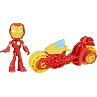 Hasbro Marvel Spidey and His Amazing Friends, Iron Man Action-Figur & Spielzeug-Motorrad Spielset