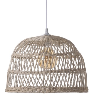 LUSSIOL Saigon Hängeleuchte, Rattan, Leuchtmittel E27, 60 W, Naturton, Durchmesser 40 x Höhe 20 cm, Hängeleuchte, Design für jeden Innenbereich, Boho, Chic, Skandinavisch, Hygge