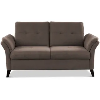CAVADORE 2er Sofa Grönland / Skandinavische 2-Sitzer-Couch mit Federkern + Sitztiefenverstellung / 173 x 90 x 102 / Flachgewebe, Braun