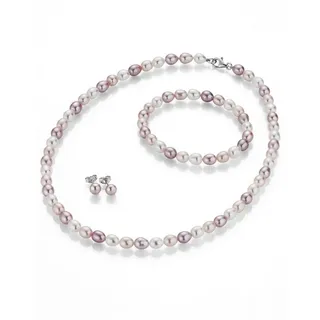 FIRETTI »Multipack Schmuck Geschenk Silber 925 Halskette Armband Ohrstecker« (Set, 4 Stk. tlg.) Made in Germany - mit Süßwasserzuchtperlen,
