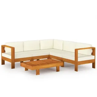 vidaXL 6-tlg. Garten-Lounge-Set mit Kissen 100x60 cm Akazienholz - Weiß