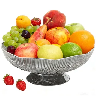 SRGOM 2 Stück Süßigkeiten Obstschale modern Dekoschale mit Fuß Obst Gemüse Aufbewahrung Küche Grau