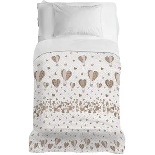 PENSIERI DELICATI Tagesdecke 220 x 280 cm, Einzeltuch 100% Baumwolle Pique, Ideal Zum Thema Wohnen, Decke Salva Bett Einzelnes Maxi, Fantasie Ballon Beige, 100% Made in Italy