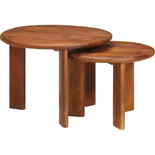 vidaXL Nesting-Couchtische 2 pcs Honigbraun Massivholz Mango - Braun