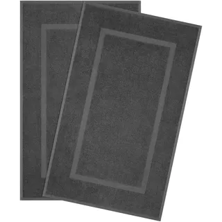 HAMMETEX Badematte "Hotelmatte, Duschvorleger" Höhe 5 mm rutschhemmend beschichtet beidseitig nutzbar 2-teiliges Set, einfarbig, 100% Baumwolle, anthrazit