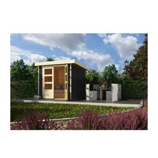 KARIBU Gartenhaus »Askola«, Holz, BxHxT: 213 x 211 x 217 cm (Außenmaße inkl. Dachüberstand) - grau