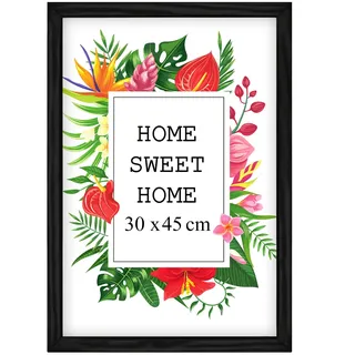 MG Design Schwarz Bilderrahmen 30 x 45 cm – Aus echtem Holz mit Acrylglas, zum Aufhängen & Aufstellen, für Fotos, Poster & Puzzle