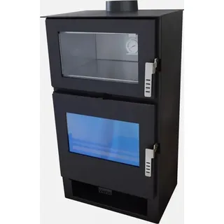 Kaminofen modern model F inox, A 81.20%, 9 kW, 530 x 420 x 1000 mm - Schwarz